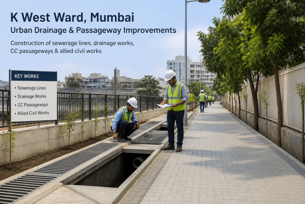 Urban drainage channel and passage improvements in Mumbai’s K West Ward by municipal authority