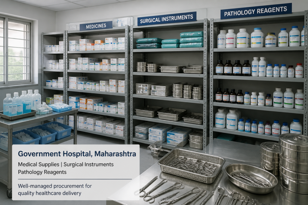 Medical supplies and surgical instruments in government hospital representing District Hospital Akola medical supply tender