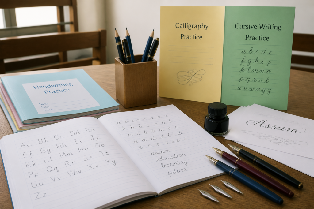 Handwriting improvement and calligraphy kits supplied to schools in Assam under Government of Assam SSA tender
