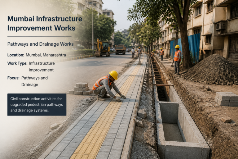 Improvement works on urban pathways and drainage system in Malad East, Mumbai infrastructure project