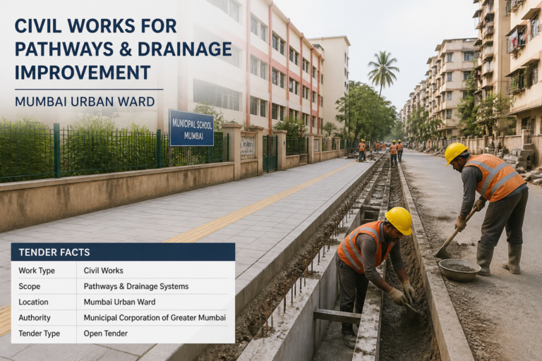 Urban civil works on pathways and drainage systems in Malad East, Mumbai, under government tender
