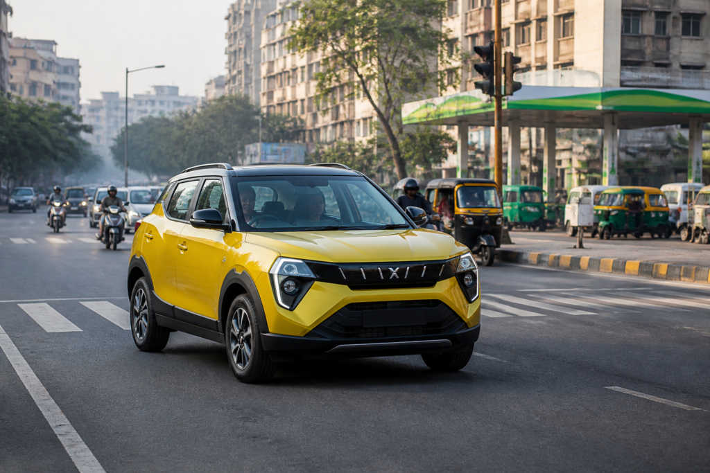 Mahindra XUV 3XO CNG in an urban Indian setting, representing the growing CNG SUV market.
