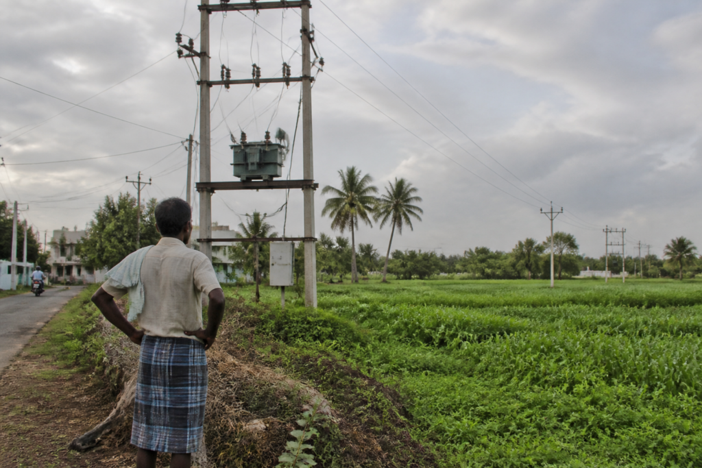 Three-phase power connection infrastructure near a farm in Coimbatore