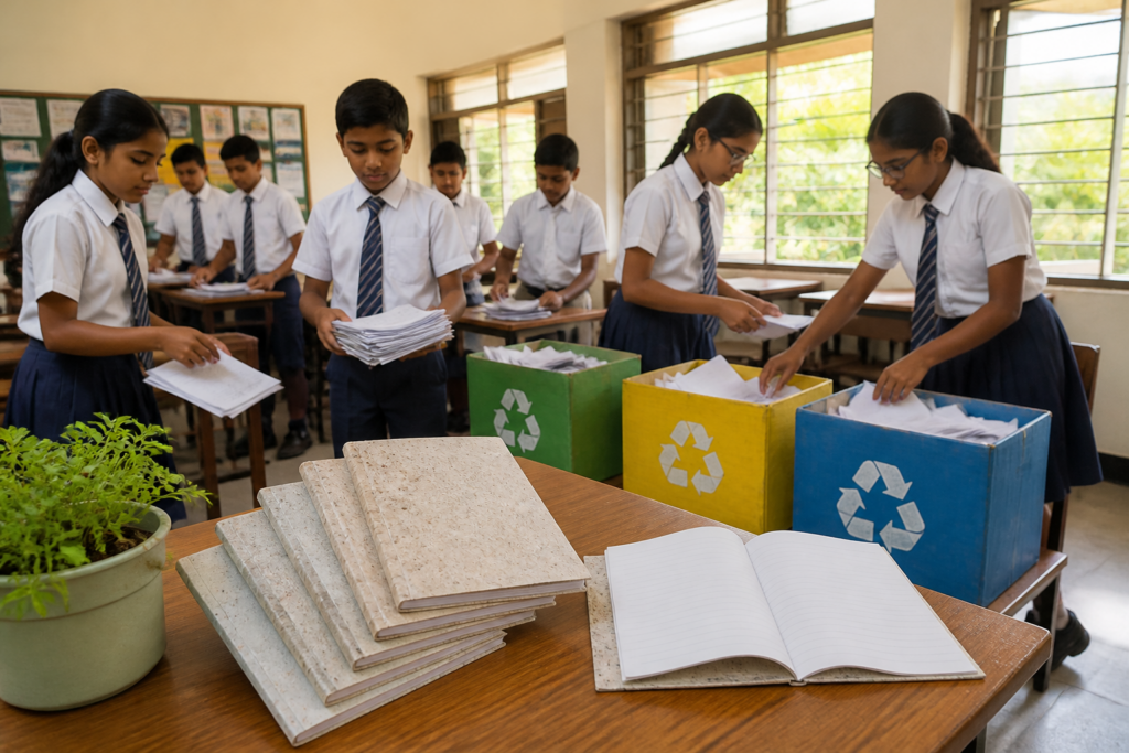 Made@gain notebooks made from recycled school paper in Bengaluru