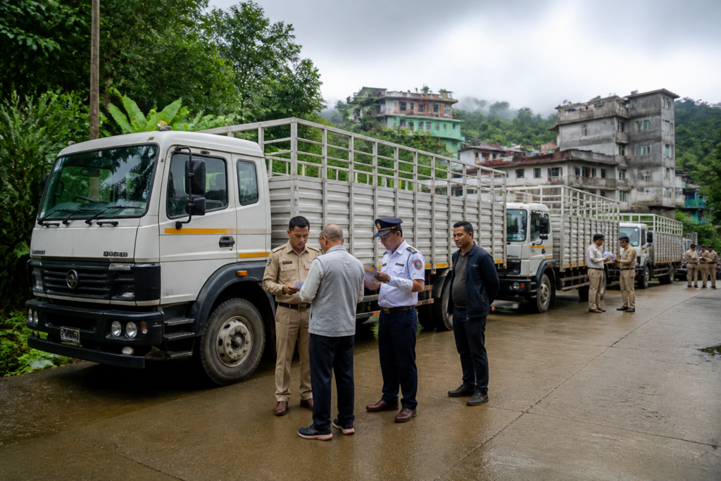 Lawngtlai truck seizure involving unregistered vehicles in Mizoram’s border district