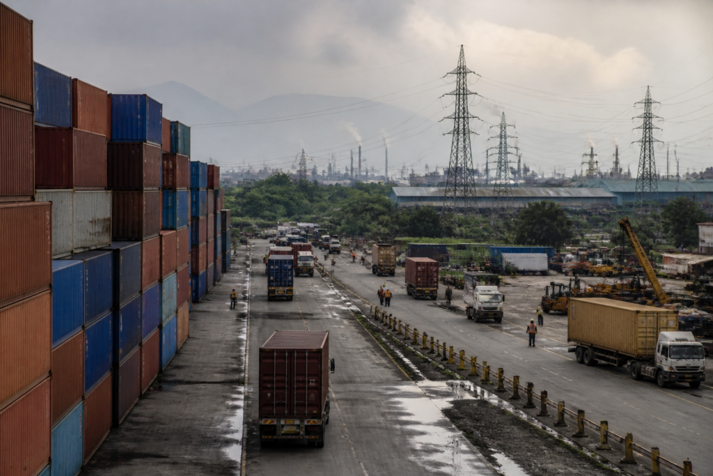 India-China trade containers and industrial supply chains at an Indian port