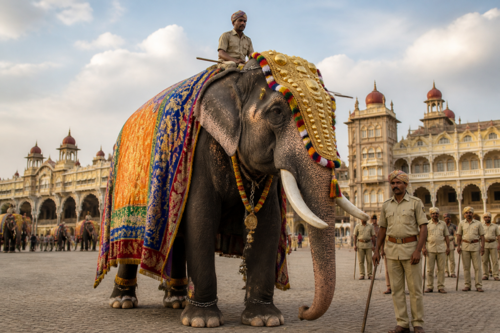 Mysuru Dasara Jamboo Savari elephant procession preparation in Mysuru