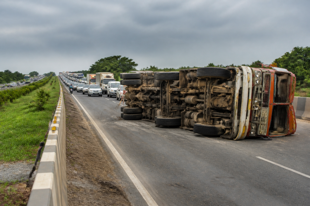 NH-44 traffic jam near Medak after a lorry overturns on the highway