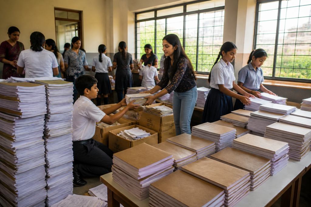 Made@gain recycled notebooks and collected paper supporting Bengaluru students