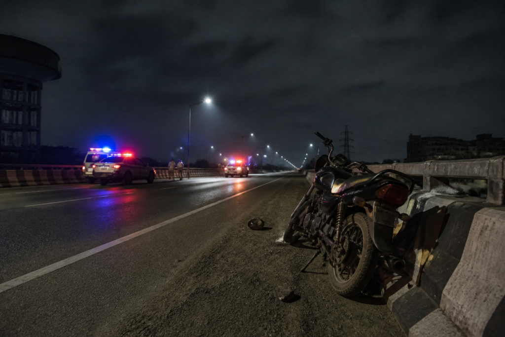 Kalyani Expressway accident scene near Barrackpore at night