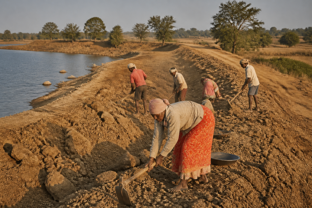 MGNREGA jobs in Karnataka supporting rural workers on a village infrastructure project
