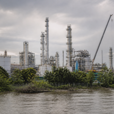 Haldia chemical plant and petrochemical infrastructure beside the Haldi river in West Bengal