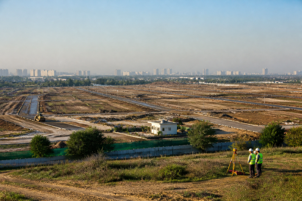 New Noida development area planned across villages with roads, open land and construction activity