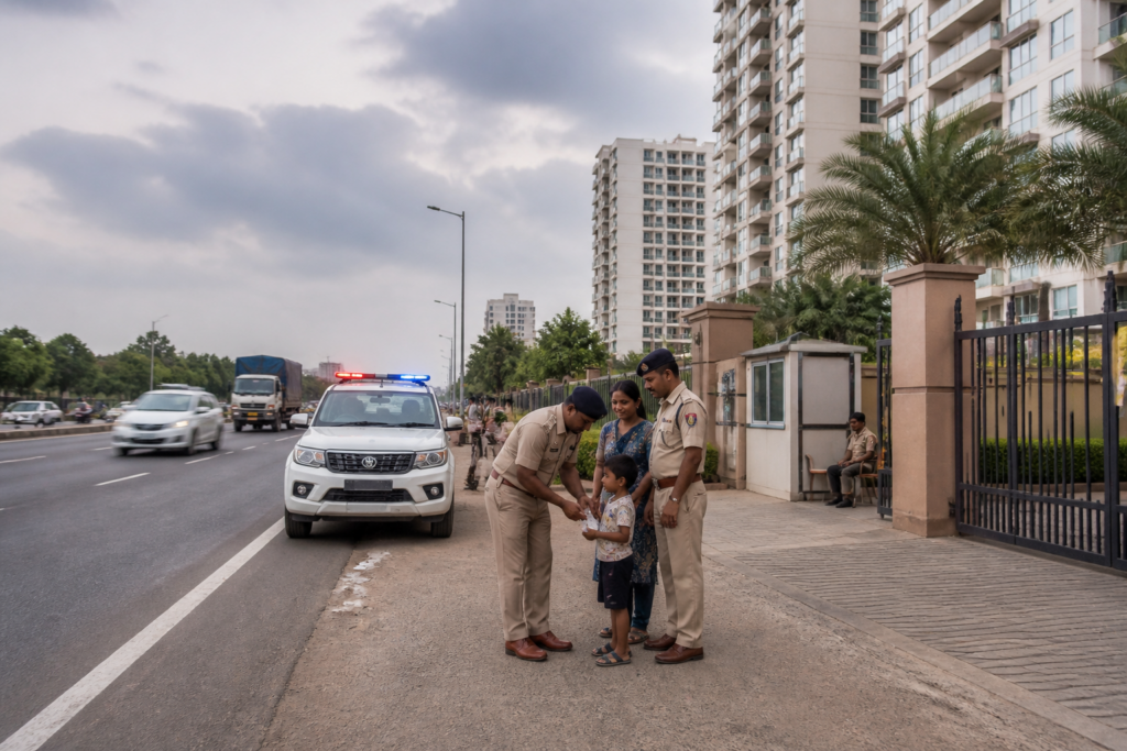 NH-16 Bhubaneswar highway near residential apartments where police rescued a child