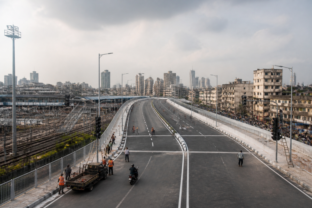 Sion bridge reopening in Mumbai with the rebuilt road bridge and pedestrian access near Sion railway station