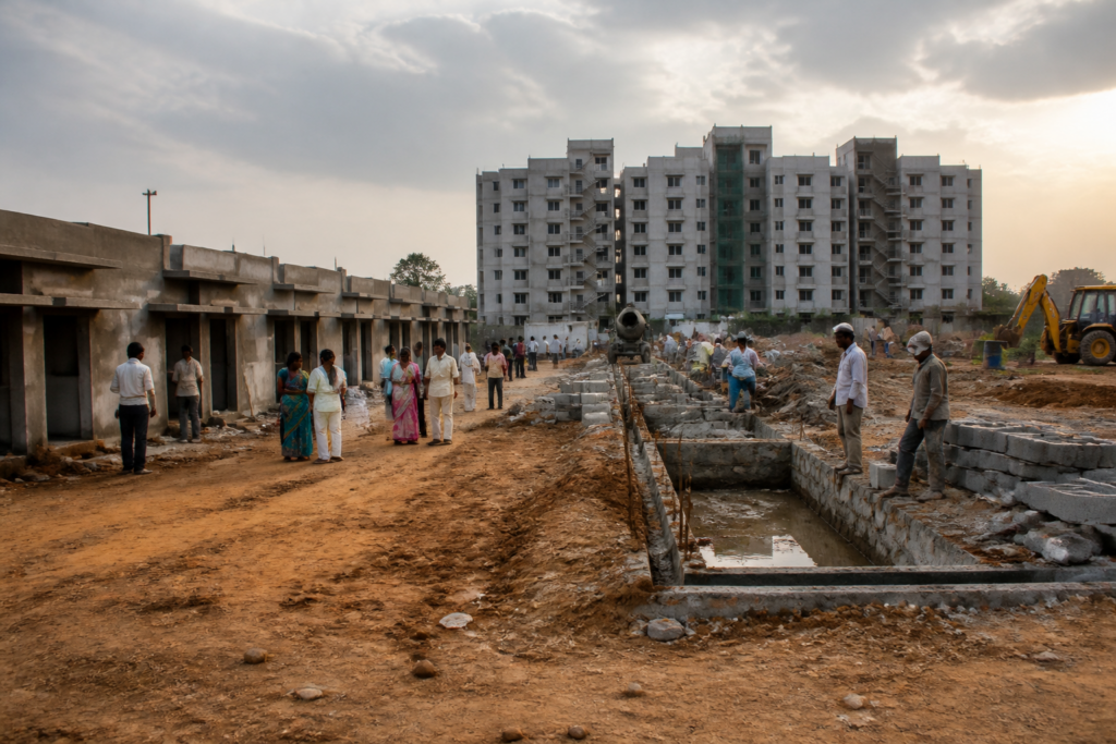 Indiramma houses project site in Pocharam for 480 Telangana housing beneficiaries