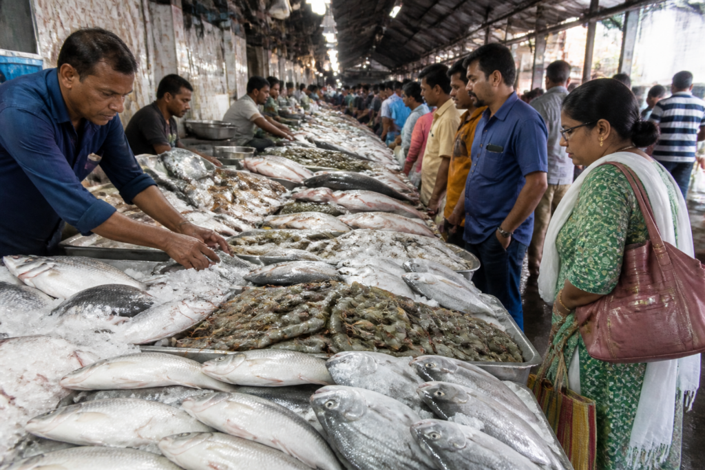 Kolkata fish prices rise as hilsa and other fish varieties become scarce before Durga Puja.
