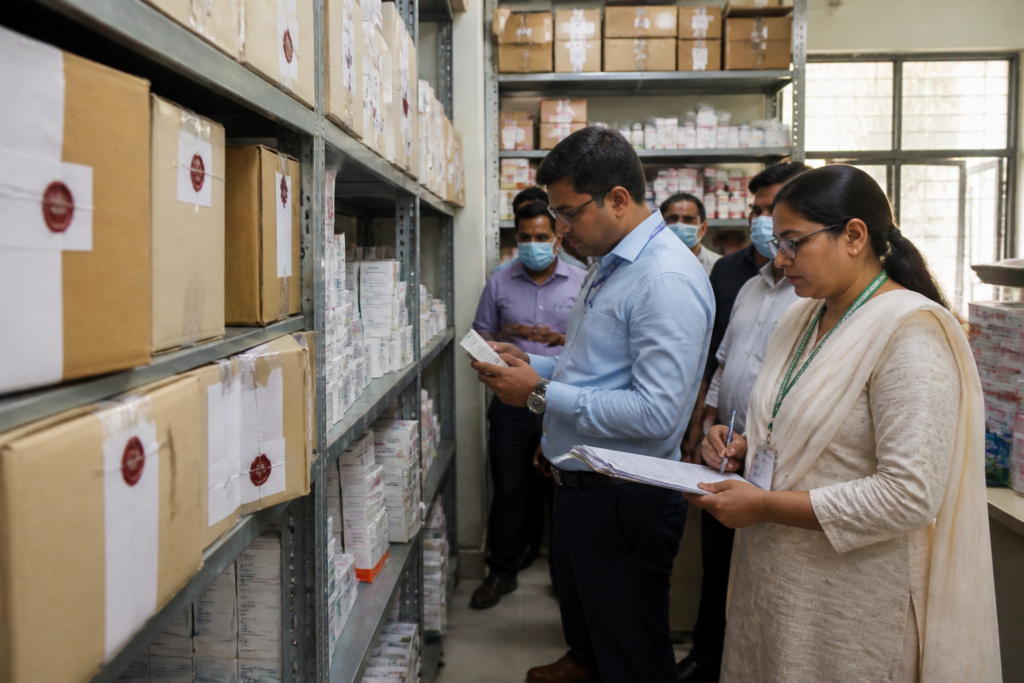 Maharashtra FDA action involving seized medicine stock and drug inspection materials