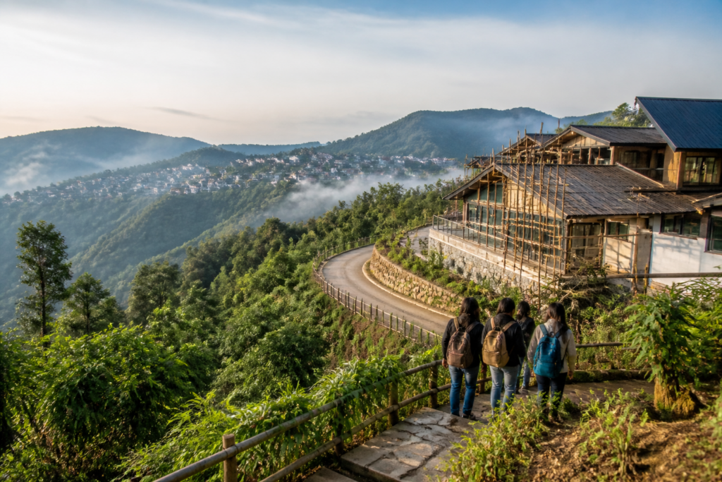 Mizoram tourism infrastructure and scenic hills near Aizawl, India