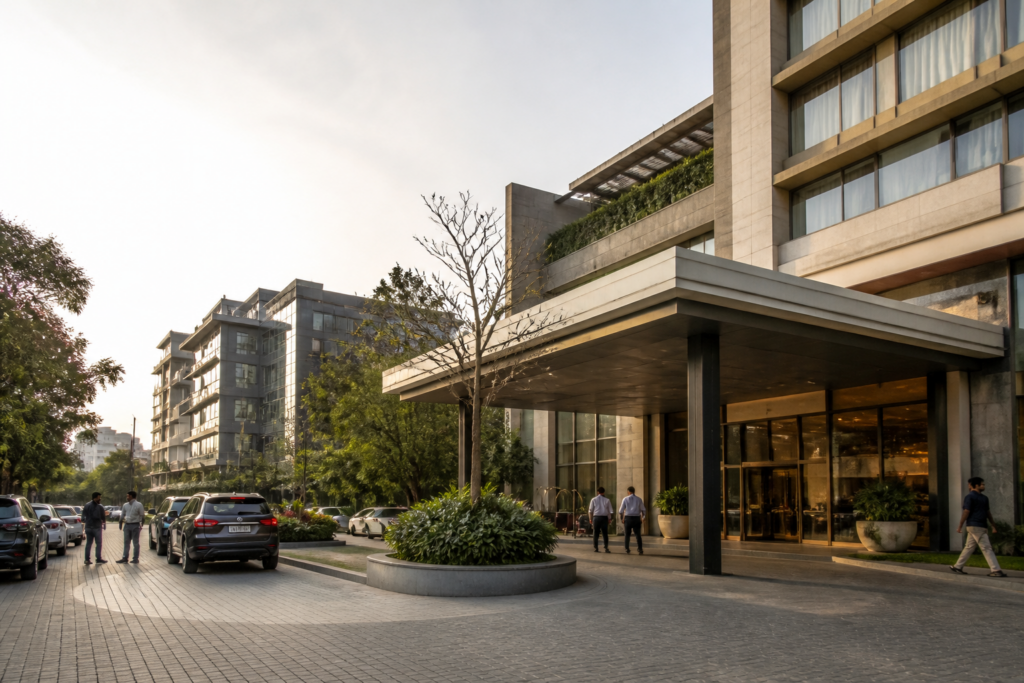 Hyatt Ahmedabad hotel exterior linked to a consumer court order over service charges