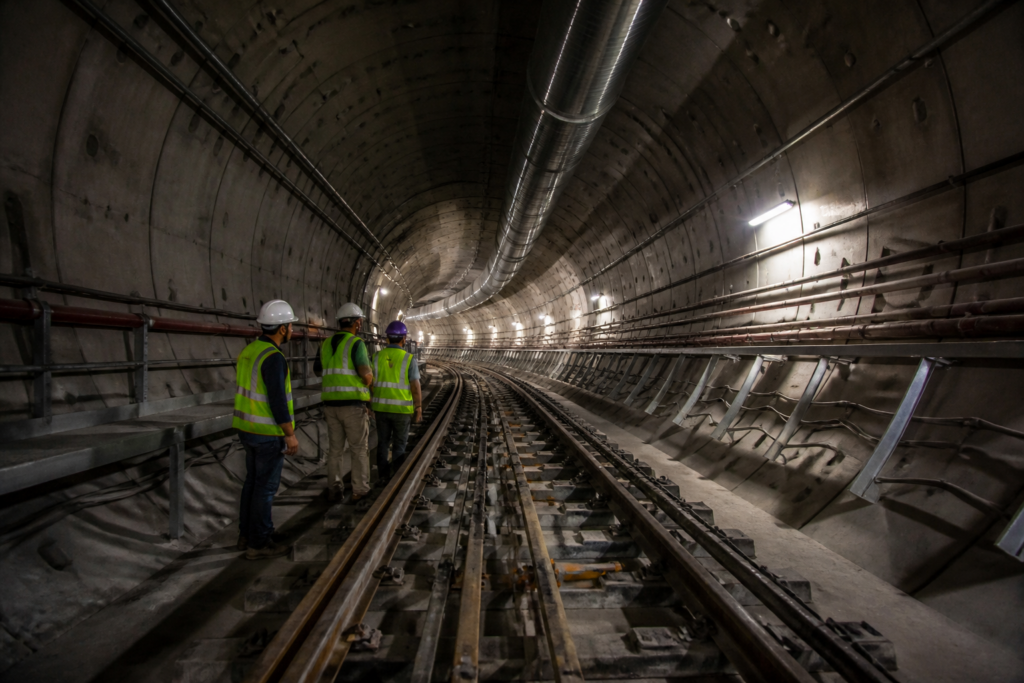 Bengaluru Pink Line underground metro construction with tunnel and track systems in progress