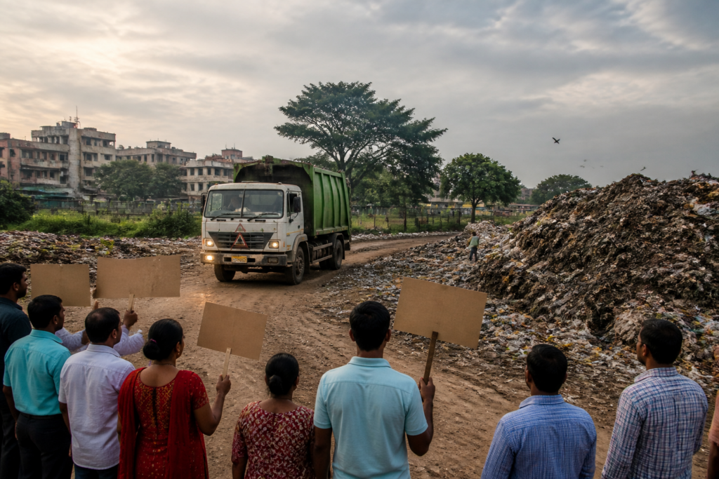 Bhubaneswar waste dumping site near Sainik School and Gadakana
