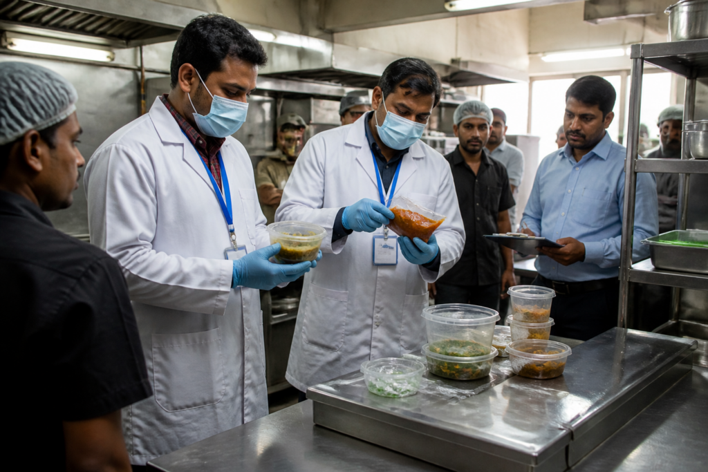 Telangana food safety inspections at a restaurant kitchen in Hyderabad