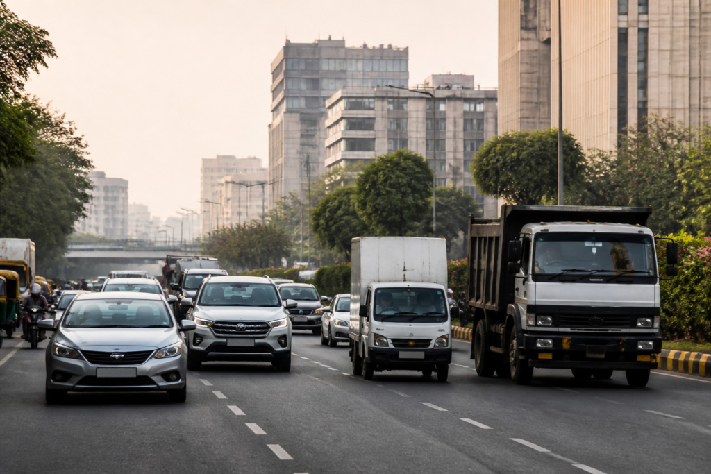 BS-VII emission norms represented by cars and commercial vehicles on an Indian urban road