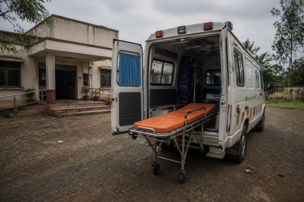 Beed ambulance incident involving a government ambulance outside a rural health centre