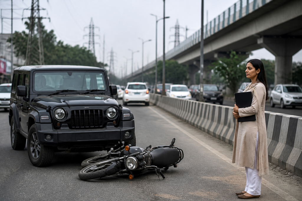 Delhi MACT compensation order involving an injured woman after a road accident