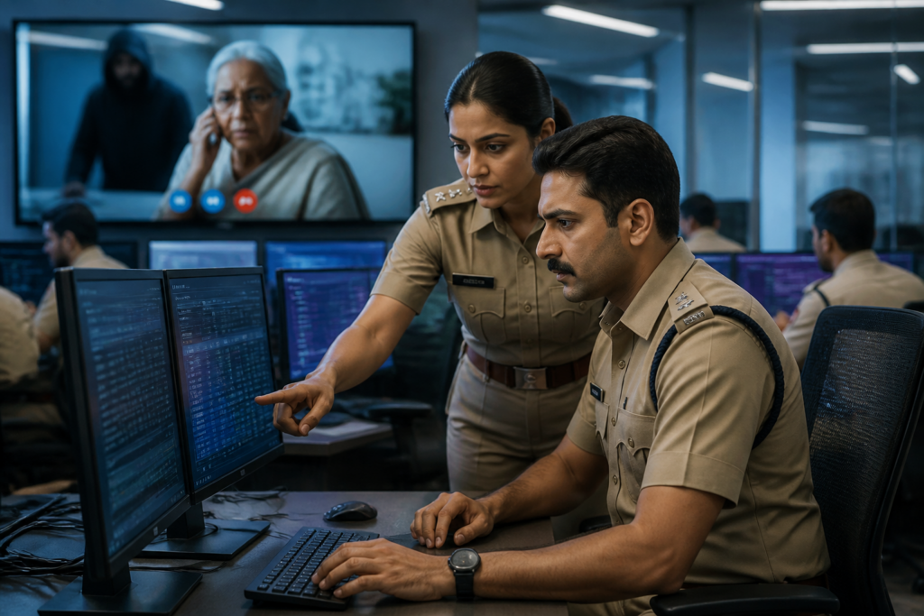 Digital arrest scam investigation involving cyber police tracing a bank transaction