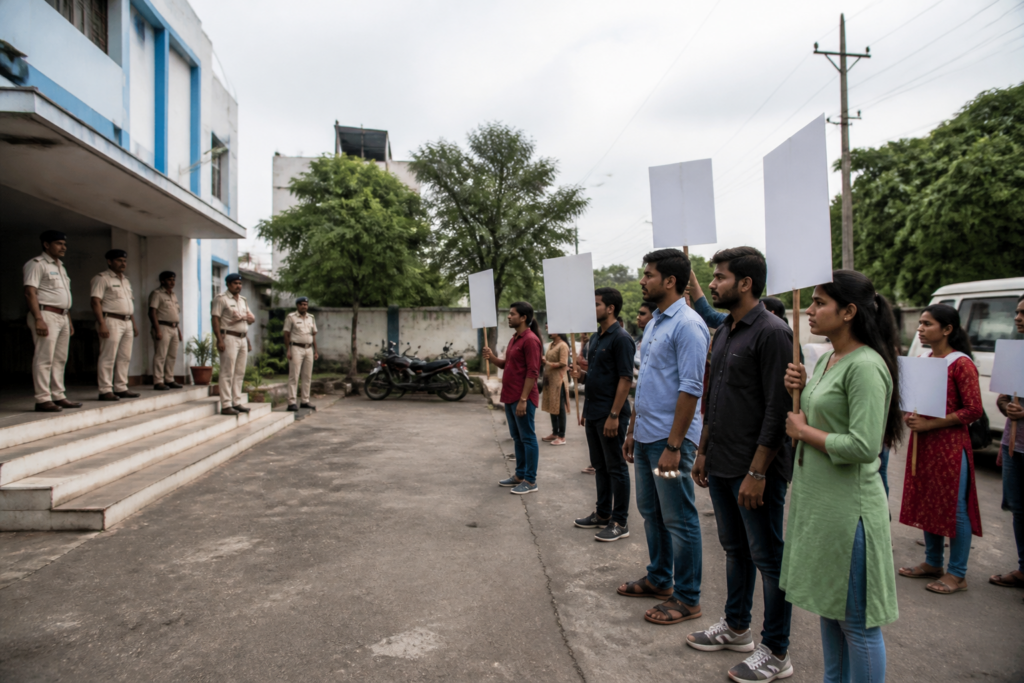 Bhopal police suspension after alleged misconduct during a tribal students’ protest