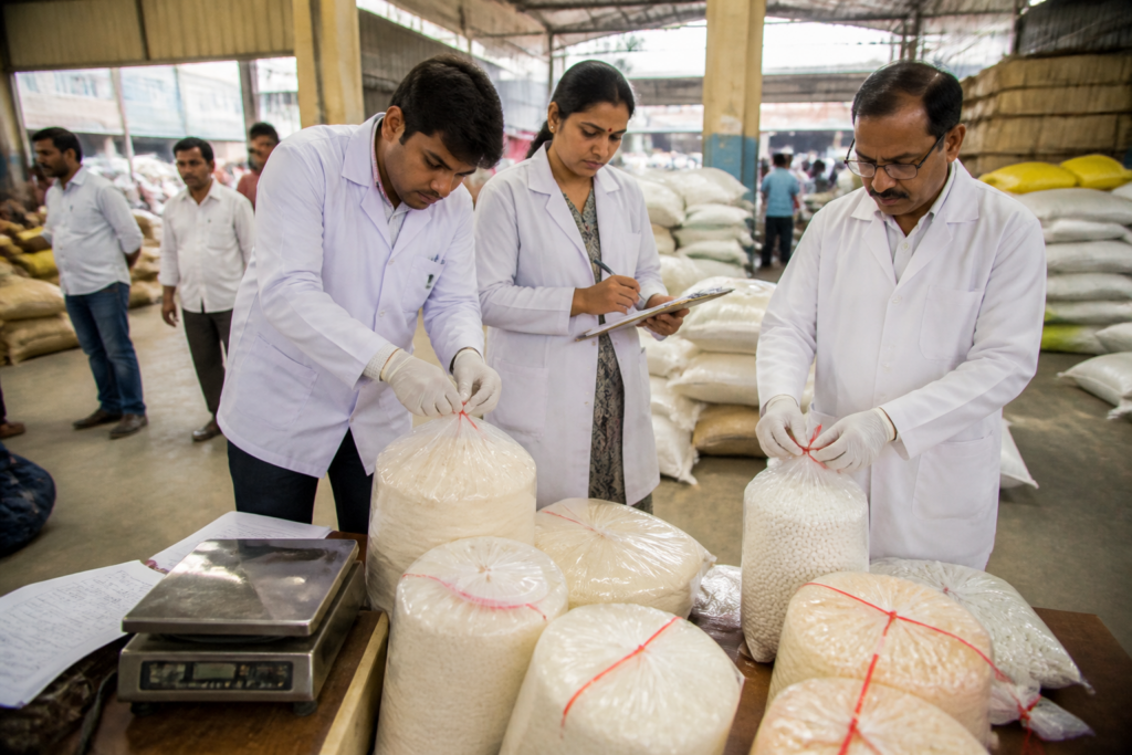 Pune FDA raid involving seized bhagar and sago stock during a food-safety inspection