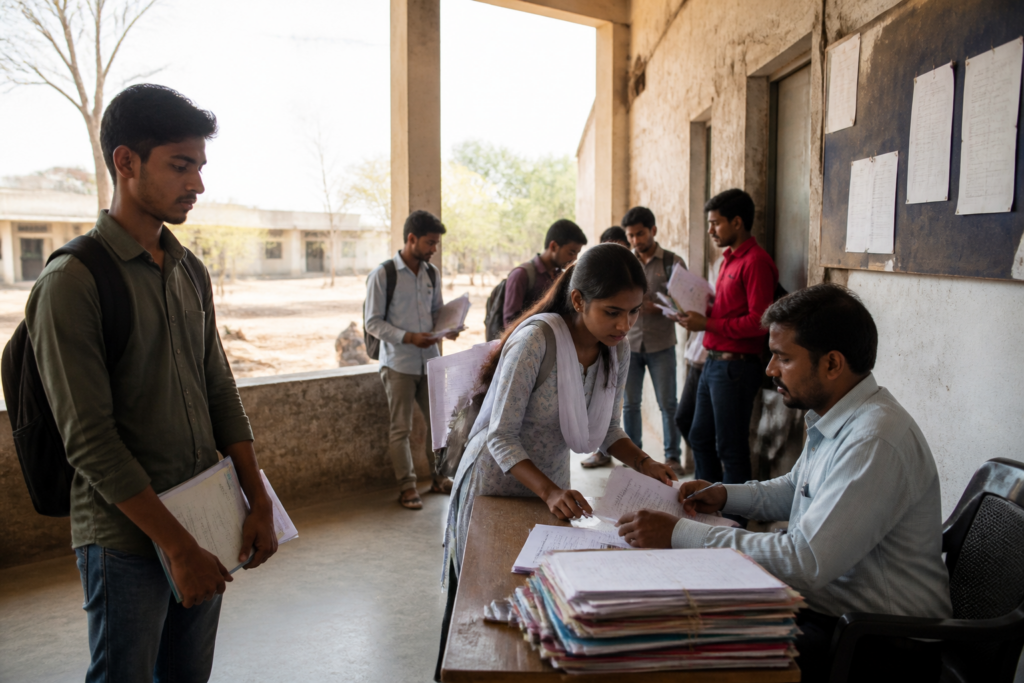 Maharashtra exam fee waiver announcement for students at a university campus