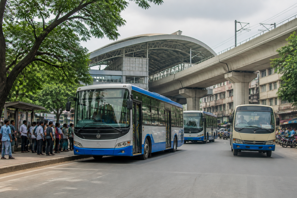 Chennai electric buses and Metro feeder connectivity in an urban transport setting