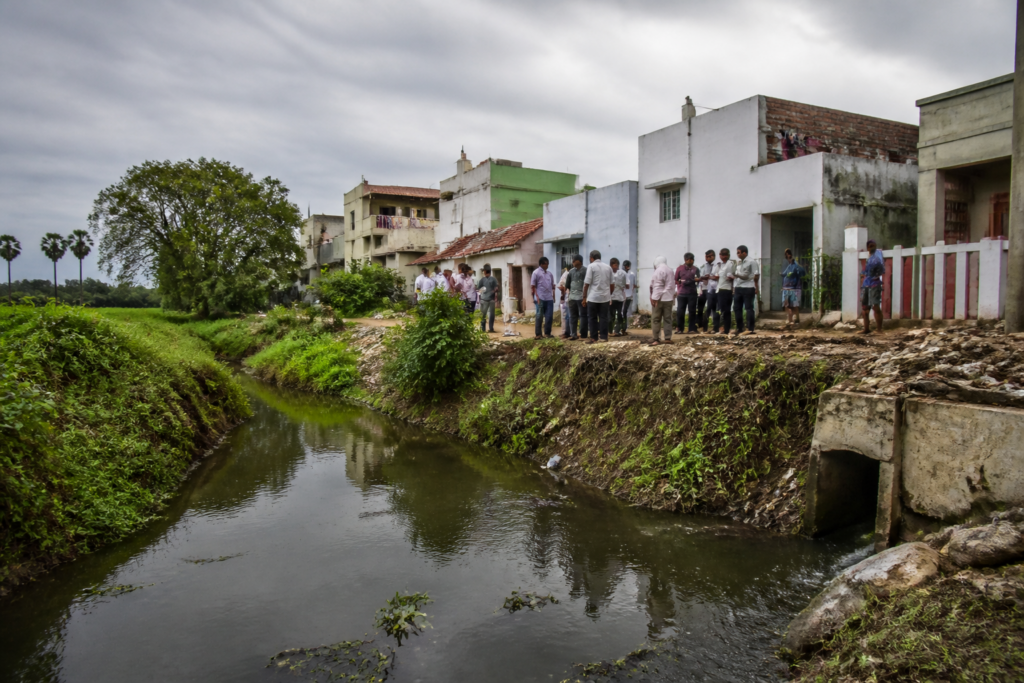 Erode house demolition site near an alleged waterway encroachment in Tamil Nadu