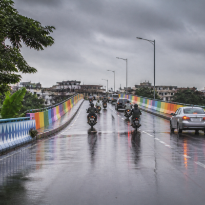 Kolkata rainbow flyover painted in bright colours during the city’s Durga Puja beautification drive