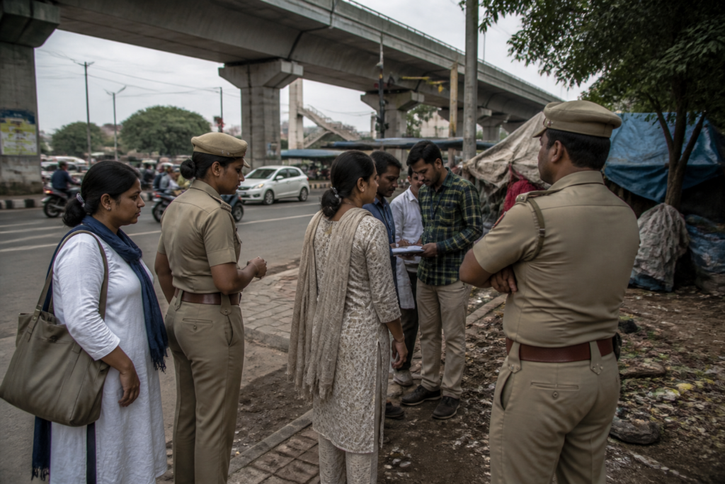 Bengaluru child begging racket rescue operation near a city flyover