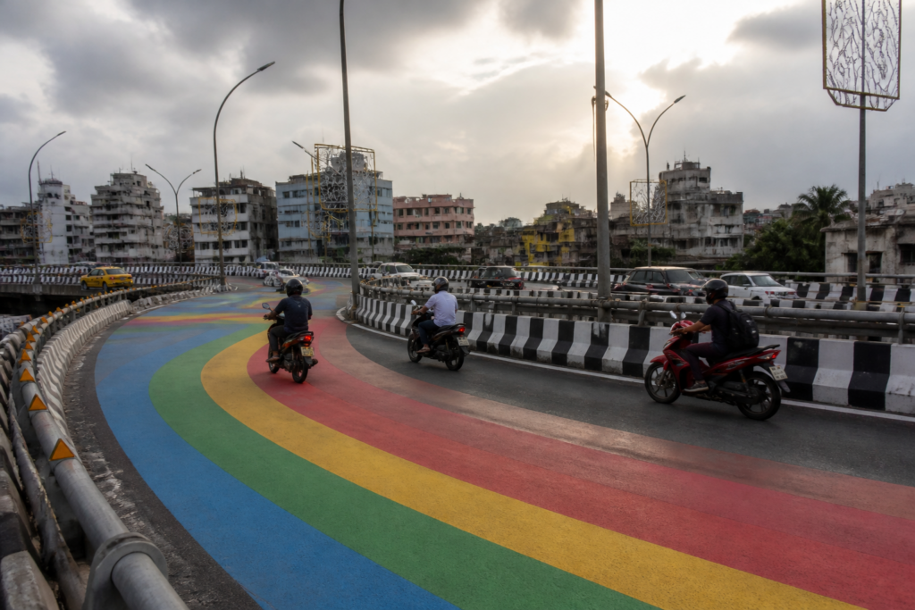 Rainbow-painted Chingrighata Flyover in Kolkata under scrutiny after reported motorcycle skids