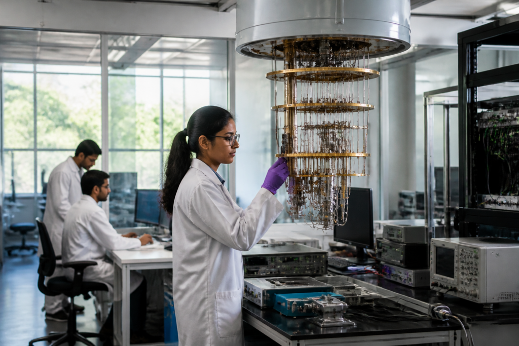 Quantum research lab Bengaluru facility with cryogenic equipment and advanced laboratory infrastructure