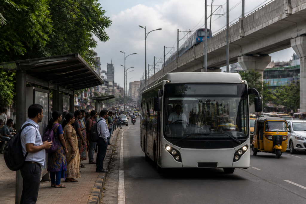 Chennai e-bus expansion plans with an electric city bus serving urban commuters