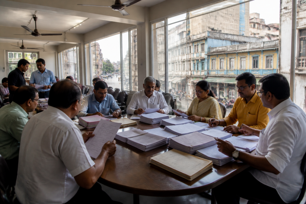 BJP preparations for Kolkata Howrah municipal elections at a city party office