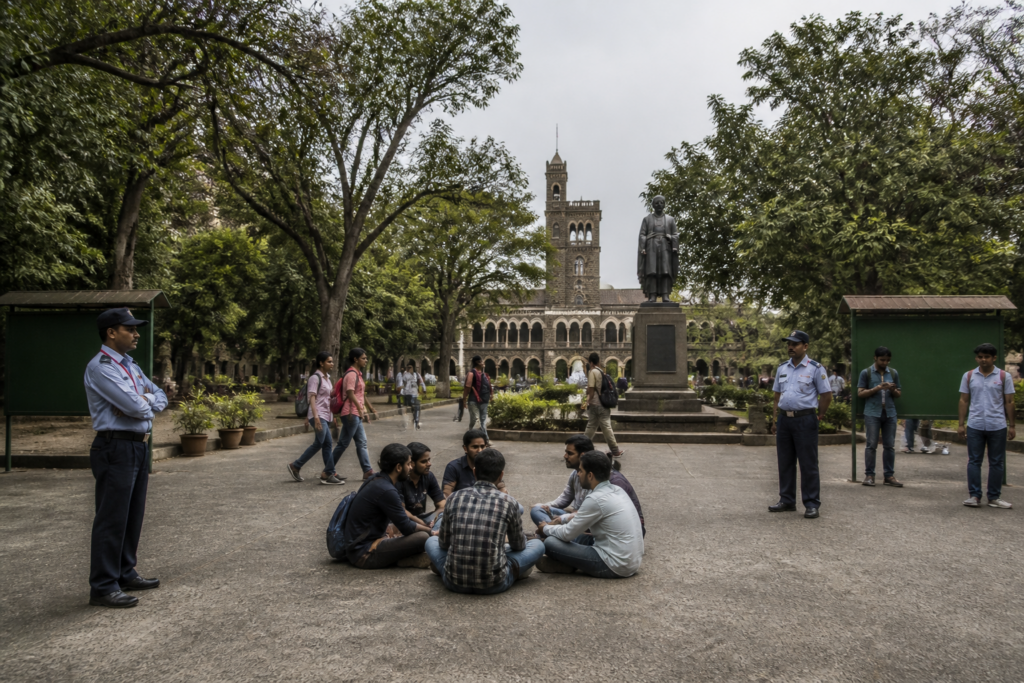 Pune University campus where new protest restrictions have triggered student opposition