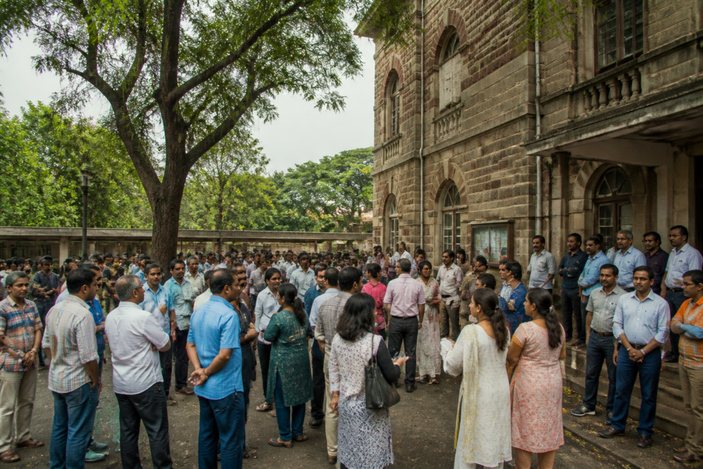 SPPU staff protest at Savitribai Phule Pune University in Pune