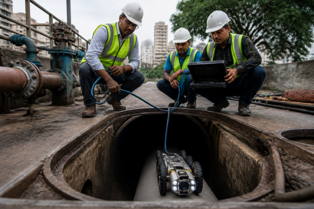 Robotic camera inspection of Pune water pipelines by the PMC