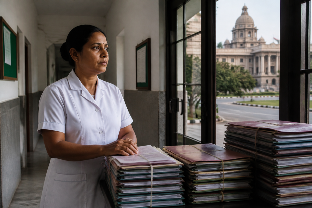 Karnataka High Court case highlights a caste validity certificate delay affecting a KIMS nurse’s salary.