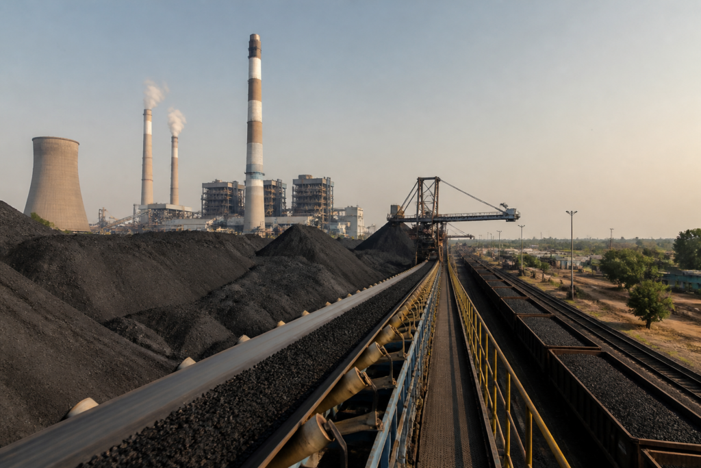 Telangana coal imports and Singareni coal stockpiles at a thermal power facility