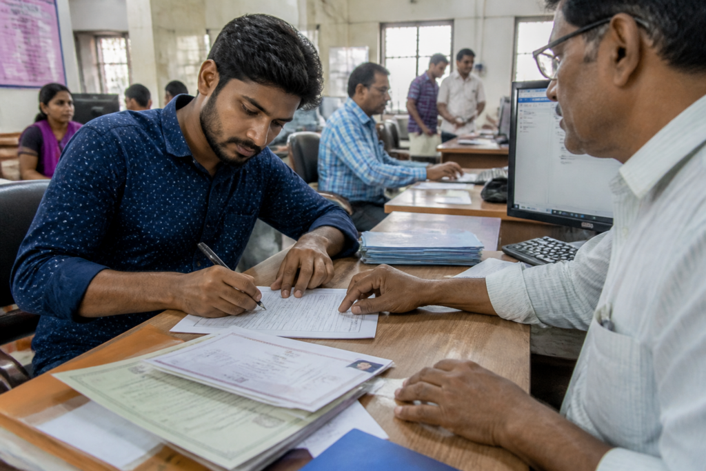 Telangana graduate voter enrolment forms and electoral registration documents on a desk