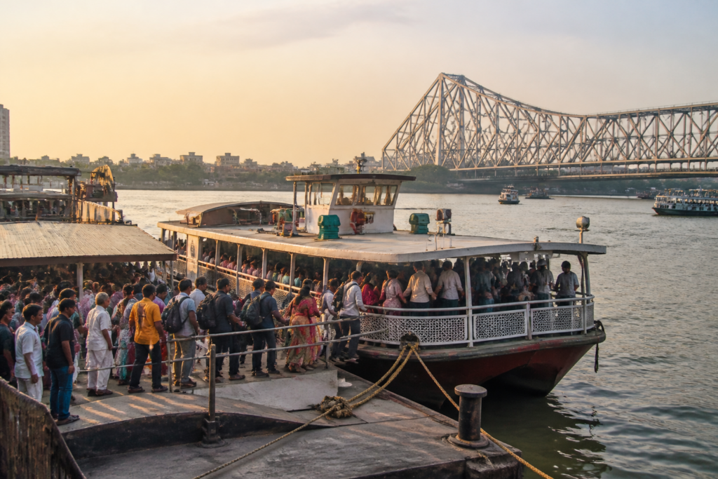 Howrah-Kolkata ferry service operating on the Hooghly River between the two cities