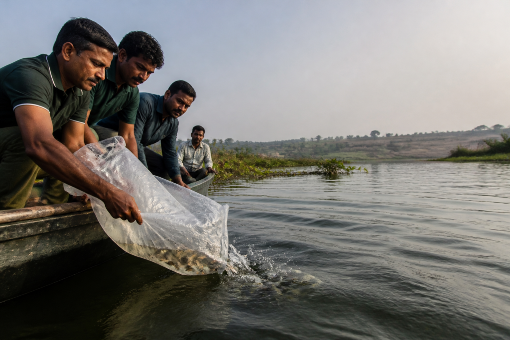 Ujani Dam fish restoration programme focused on native fish and aquatic biodiversity in Maharashtra
